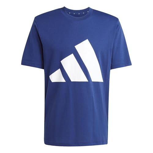 Adidas Men's Essentials Big Logo Single Jersey Tee, Dark Blue/White, L