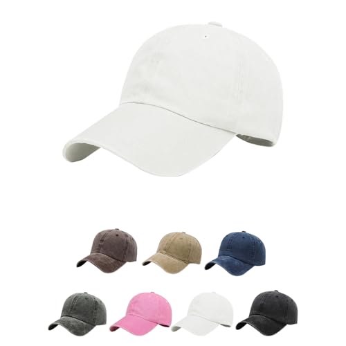 Aomig Basecap Unisex, Retro Baseball Cap Herren und Damen, Einstellbare Kappe Sommer, Sonnenschutz Baseballkappe Hüte, Mützen Caps Käppi Sonnencap für Outdoor Running Tennis Golf Sport Reisen (Weiß)