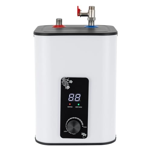 MINRS Warmwasserspeicher 8L Untertisch Boiler 1500W Kleiner Druckfester Warmwasserspeicher mit Thermostop-Funktion Untertischboiler 0-65℃ Einstellbarer Temperatur Einstellbar für Küche Bad