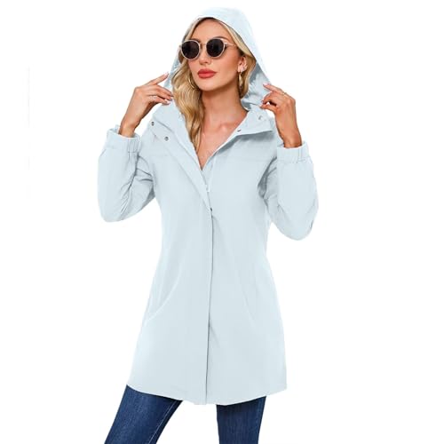 chiguomaoyi Damen Übergangsjacke Wasserdicht Softshellmantel Windbreaker Outdoor Jacke Frühling Mantel