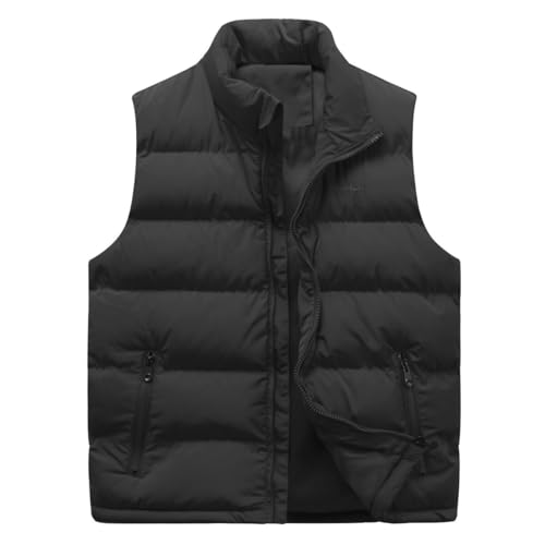 Allthemen Herren Steppweste mit Stehkragen Sportweste Leicht Winter Männer Vest Outdoor Übergangsjacke Schwarz XL