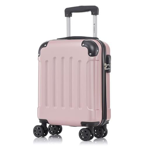 yonsly Koffer Suitcase S Roségold, Trolley Reisekoffer, Rollkoffer Handgepäck mit 4 Rollen 360°, Hartschalenreisekoffer, Zahlenschloss, Weicher Gummigriff