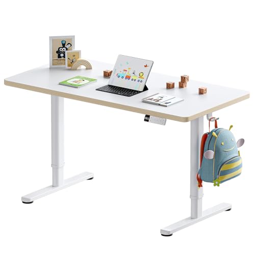 HUANUO Elektrischer Kinderschreibtisch Höhenverstellbar 120 x 60 cm, Höhenverstellbarer Schreibtisch Ganze Tischplatte mit 3 voreingestellten Höhen