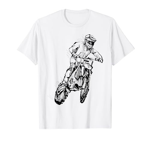 Skizze Hand Gezeichnet Motocross Supermoto Supermotard Endur T-Shirt
