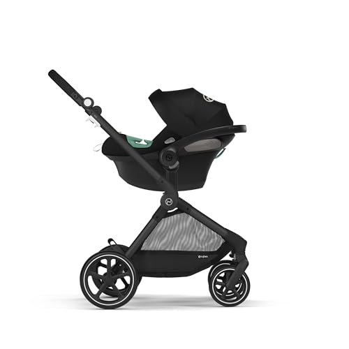 CYBEX Gold Kinderwagen EOS 2-in-1 mit Babyschale Aton B2 i-Size und Babyschalen-Adapter, Reisesystem, Ab Geburt bis 22 kg (ca. 4 Jahre), Moon Black (Schwarz)