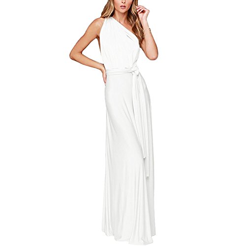 Langes Maxikleid für Damen, schulterfrei, sexy, für Hochzeit, Brautjungfer, Abendkleid, bodenlang, für Abschlussball und Abendveranstaltungen Gr. Small, weiß