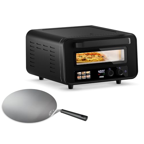 Princess Pizzaofen Pro Max, 15L, 400°C, Digitales Bedienfeld, 2100W, Pizzastein & Schaufel, Ober-/Unterhitze, Timer, Kühle Tür, Kompakt & Tragbar, Für Innen-/Außenbereich, 112780
