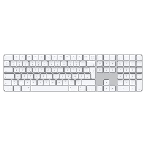Apple Magic Keyboard mit Touch ID und Ziffernblock: Bluetooth, wiederaufladbar. Kompatibel mit Mac Computern mit Apple Chip; Deutsch, Weiße Tasten
