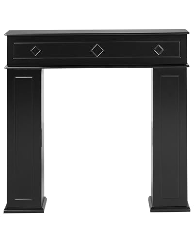 Deko-Kaminumrandung schwarz 107 x 100 cm Kaminattrappe Kaminkonsole Retro Mispec