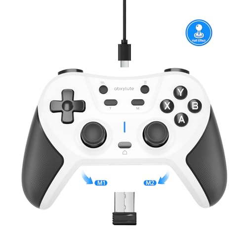abxylute C5P Kabelloser Gaming-Controller für PC/Switch/iOS/Android/PS3/PS4/Steam/MAC, 2,4-GHz-Hall-Effekt-Stick & Trigger – Umprogrammierbare Rücktasten – Gummierte Griffe – Konsolenlayout-Gamepad mi