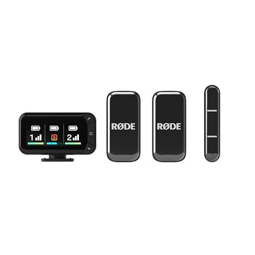 RØDE Wireless Micro - Kompaktes kabelloses Mikrofon-Kamerakit, Zwei Mikrofone mit Kamerareceiver, Smartphone-Receiver und Ladecase für die Inhaltserstellung - USB-C, Schwarz