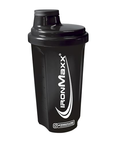 IronMaxx Eiweiß Shaker - 700ml Schwarz | Protein Shaker spülmaschinenfest und auslaufsicher, Mit Drehverschluss, Sieb & Mess-Skala, Frei von BPA & DEHP