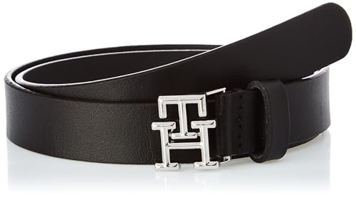 Tommy Hilfiger Damen Gürtel Logo 2,5 cm Ledergürtel, Schwarz (Black), 85 cm