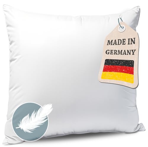 KNERST Kopfkissen Federkissen Made in Germany - Kissen mit 100% Federfüllung - Federkopfkissen mit Bezug aus Baumwolle - Ökotex-Zertifiziert - Füllkissen für erholsamen Schlaf - Kissen 80x80 1er Set