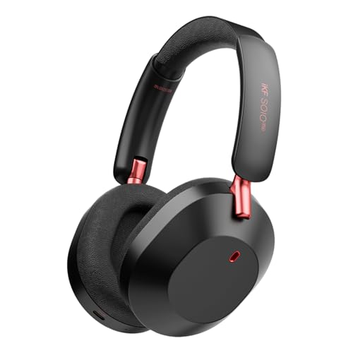 iKF Solo Pro Adaptive Noise Cancelling Kopfhörer, Wireless Over Ear Bluetooth mit Kopfverfolgung, Hi-Res Audio, 140H Spielzeit, Klare Anruf mit 5 Mikrofon, Bequeme Passform, Transparenten Modi