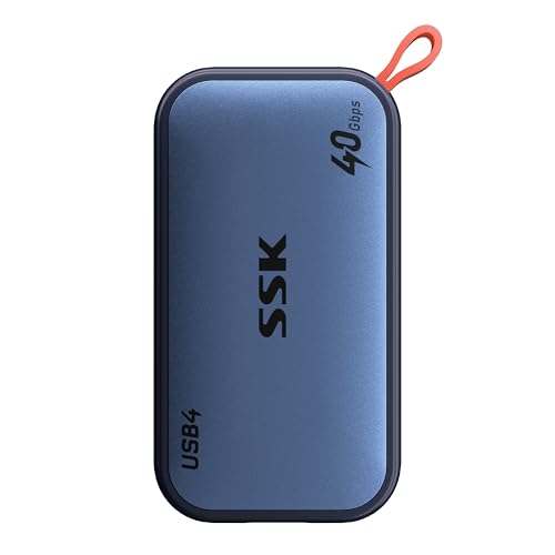 SSK 4TB USB4 Externe SSD bis zu 4000MB/s, 40Gbit/s Portable SSD Festplatte Extern Kompatibilität für Thunderbolt 4, External SSD für iPhone 15/16/17-Serie, Mac, Laptop, PC & OTG, inkl. LED-Anzeige