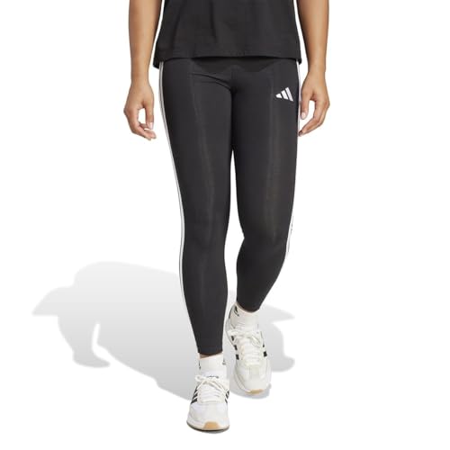 adidas Damen Essentials 3-Stripes Cotton Leggings, Black/White, M
