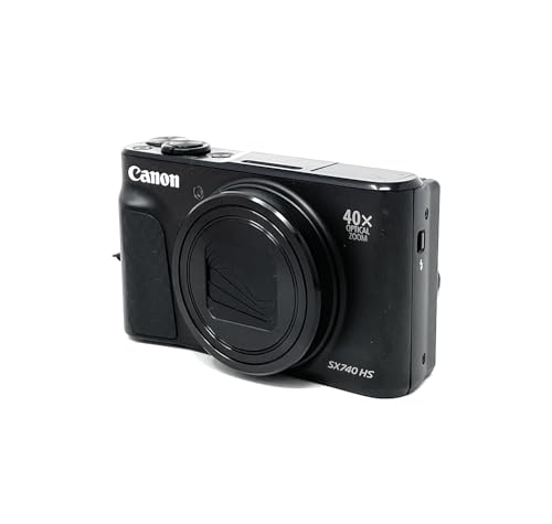 Canon SX740 HS PowerShot Digitalkamera Schwarz - Praktische Kompaktkamera mit 4K Auflösung und hybridem Autofokus - Canon Powershot Kamera mit 40x optischem Zoom - Auto-Transfer per WLAN und Bluetooth
