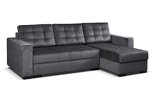 MEBLE-LUX - Universal Ecksofa mit Schlaffunktion und 2 Bettkasten LARO I 242cm Breit Sofa L Form I Eckcouch mit Schlaffunktion I Universal Ecke (Rechts oder Links) I Sofa Grau