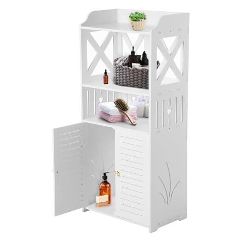 Youyijia Wasserdichter Badezimmerschrank Badezimmermöbel Kommt mit offenen Ablagefächern Badschrank Freistehende Geeignet für Wohnzimmer, Küche und Bad Dreischichtige Weiß 92x40x25CM