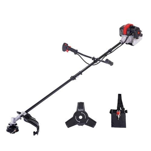 Scheppach Benzin Freischneider PBC330 Rasentrimmer & Motorsense 2in1 | Schnittbreite 430/255mm | Leistung 1,22PS | 2 Takt Motor mit 32,5cm³ Hubraum | Easy Start | mit Fadenspule, Messer & Schultergurt