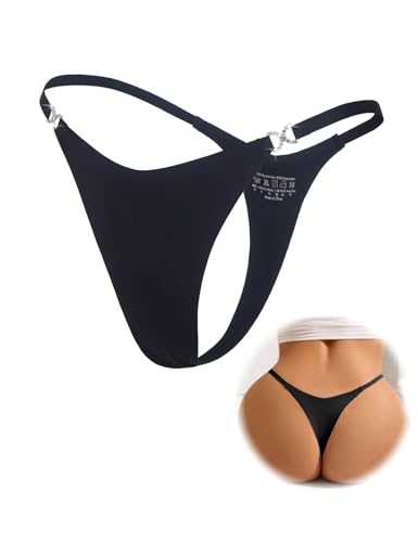 comeondear Brazilian Slip Damen Seamless String Tanga Sexy Dünn Mini G String Bikini Sexy Unterwäsche für Frau Erotisch Große Größen Höschen Dessous Reizwäsche Curvy Unterhosen Übergröße(Schwarz,L)