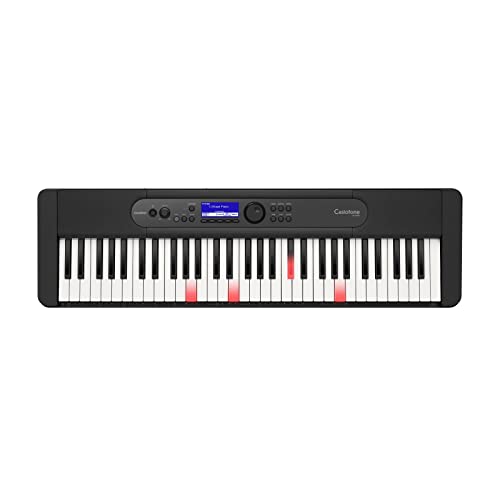 Casio LK-S450 CASIOTONE Top Leuchttastenkeyboard mit 61 anschlagdynamischen Tasten im Piano-Look mit 600 Sounds und 200 Begleitrhythmen, Mikrofoneingang, schwarz