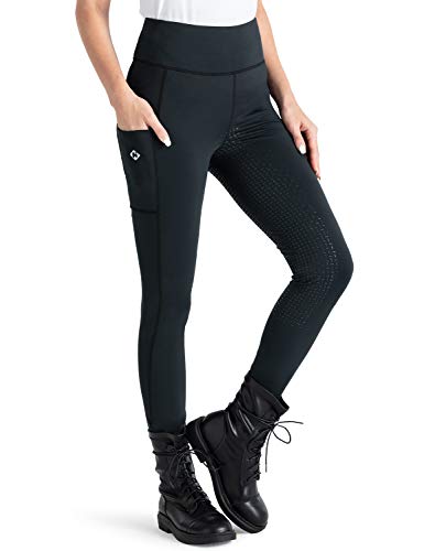 NAVISKIN Damen Reitleggings Silikon-Vollbesatz Reithose Silikongrip Vollbesatzreithose Handytasche Schwarz Größe S