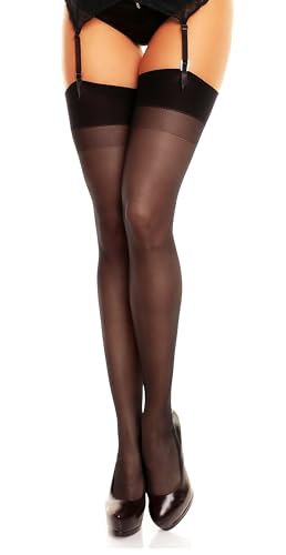 GLAMORY Damen Strapsstrümpfe Perfect 20 DEN, Schwarz (Schwarz), Large (Herstellergröße: L-(44-46))