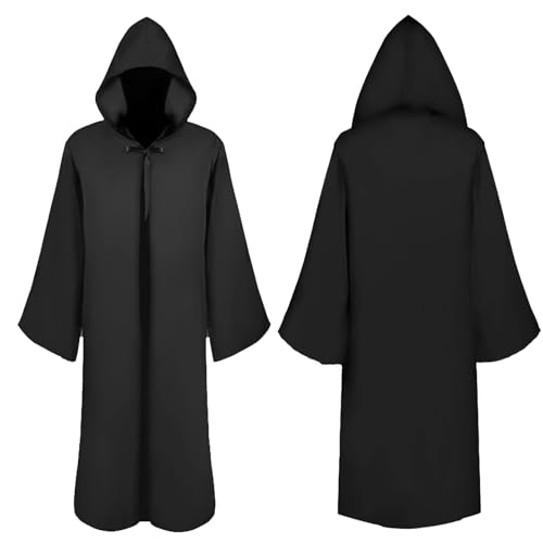 Kitimi Je-d Robe Kostüm Erwachsene, Ritter Umhang mit Kapuze, Hoodies Robe Karneval Halloween Cosplay Maskerade Party-Kostüm für Erwachsene Herren