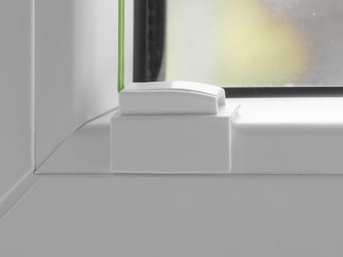 Aerolux Plissee Klebeplatte mit Gelenk zur Plissee Montage ohne Bohren an Kunststoff-Fenster, 4er Set Universal mit Spannschuh Weiss und Reinigungstuch