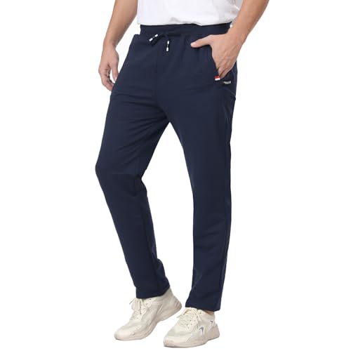 JustSun Jogginghose Herren Trainingshose Sporthose Herren Lang Freizeithose Baumwolle mit Reissverschluss Taschen Blau XL