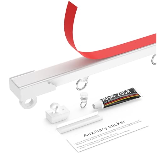 YLNANMI Selbstklebende Vorhangschiene,Gardinenschiene Ohne Bohren-2x40cm(80cm),Gardinen Schienensystem,Duscvorhangstange für Fenster, Schlafzimmer, Duschen, Schränke und Wohnmobile
