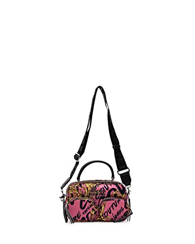 Versace Jeans Couture Handtasche, Umhängetasche, Multipocket Bag Nylon, Schwarz-Pink