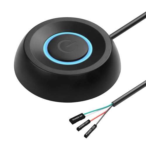 SinLoon PC Power on Button Desktop Computer Power Switch Externer Remote Start 5.9 FT Computer Motherboard PC Power Switch Verlängerungskabel mit LED-Licht (schwarz)