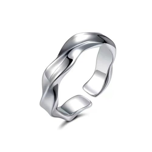 KONFEN Möbiusring Herren Ring, Wikinger Verstellbare Geschnitzte Ringe für Männer Hypoallergenes Hochglanzpolierte Oberfläche, Hip Pop Offene Gothic Punk Ewigkeit Unendlichkeit Herrenschmuck, Silber