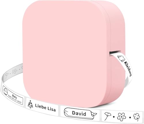 Colorwing Q30 Bluetooth Etikettendrucker, Beschriftungsgerät Selbstklebend Kompatibel Mit Ios Android, Tragbarer Mini Etikettiergerät FüR Zuhause BüRo Schule Etikettierung (Rosa)