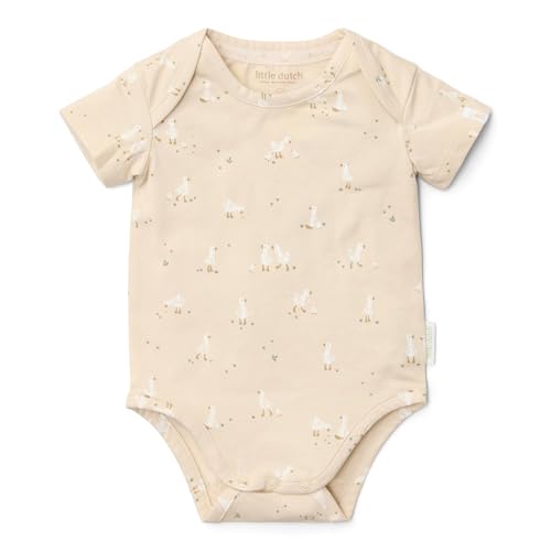Little Dutch Body kurzarm - Baby Body mit Druckknöpfen - Kurzarmbody für Neugeborene Mädchen und Jungen - Little Goose - Newborn Naturals beige (Gr. 44)