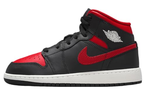 Jordan Big Kids Air 1 Mid (GS), Schwarz | Varsity Red | Summit White, 5.5 Big Kid