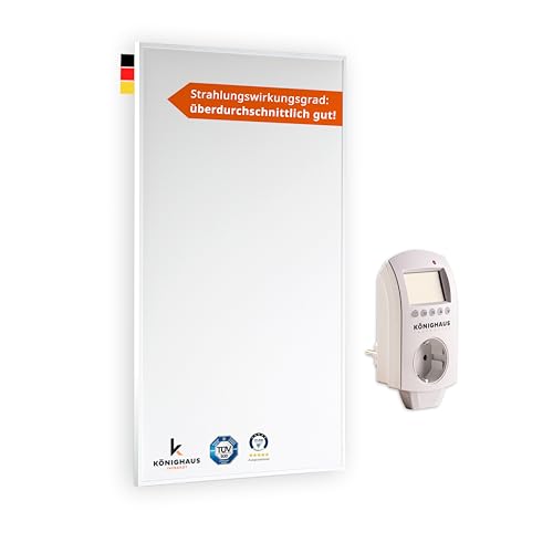 Könighaus Infrarotheizung - 1000 Watt - Eco Modell - Energiesparende Infrarot Wandheizung - TÜV SÜD - Elektroheizung mit Überhitzungsschutz - inkl. Thermostat