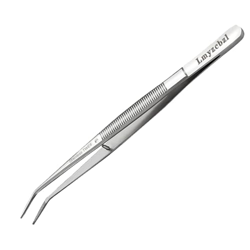 Lmyzcbzl Gebogene Pinzette, Edelstahl Pinzette, Nähmaschine Pinzette, Universal-Pinzette, Mehrzweckpinzette, mit Gebogener Gezahnter Spitze