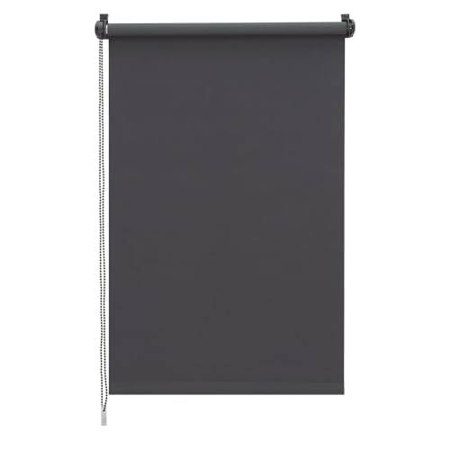 Sekey Verdunklungsrollo ohne Bohren Klemmfix 90 cm breit, Seitenzugrollo Hitzeschutz Sichtschutz und Sonnenschutz Wandmontage Deckenmontage Klemmrollo für Fenster & Tür, 90 x 220cm, Grau