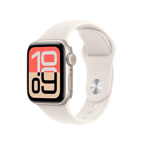 Apple Watch SE 3 GPS + Cellular 40 mm Smartwatch mit Aluminiumgehäuse in Polarstern und Sportarmband in Polarstern (S/M) Fitness‑ und Schlaftracker, Herzfrequenzmesser, Always-On Display, Wasserschutz