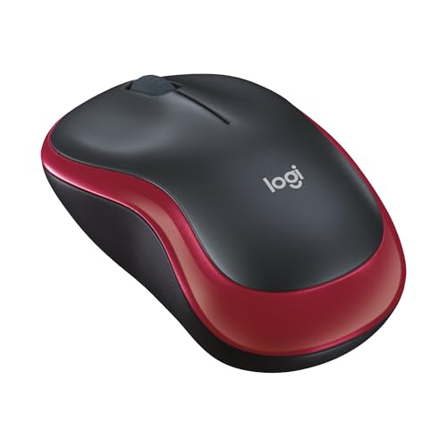 Logitech M185 Kabellose Maus, 2,4 GHz mit USB-Nano-Empfänger, 12 Monate Batterielaufzeit, 1000 DPI Optical Tracking, Für Links- und Rechtshänder, Kompatibel mit PC, Mac, Laptop - Rot