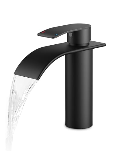 Wasserfall-Badezimmerarmaturen Rund Einlochmontage, mit Auslaufhöhe 110 MM Einhand-Waschtischarmatur für 1-Loch-Waschbecken
