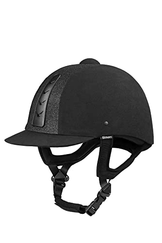 Start Sport+ Reithelm Kinder Mädchen, Reithelme für Kinder, Reitkappe Mädchen, Reiterhelm Damen, Reitkappe mit Be- und Entlüftungssystem, Pferde Helm für Kinder (Schwarz/Glänzend/Lack, S)