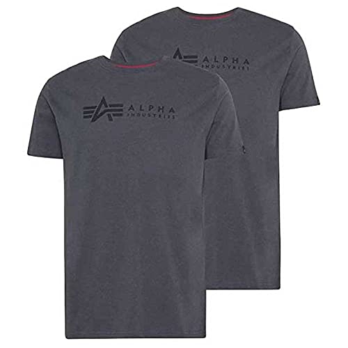 Alpha Industries Alpha Label T 2 Pack T-Shirt für Herren Greyblack/Black