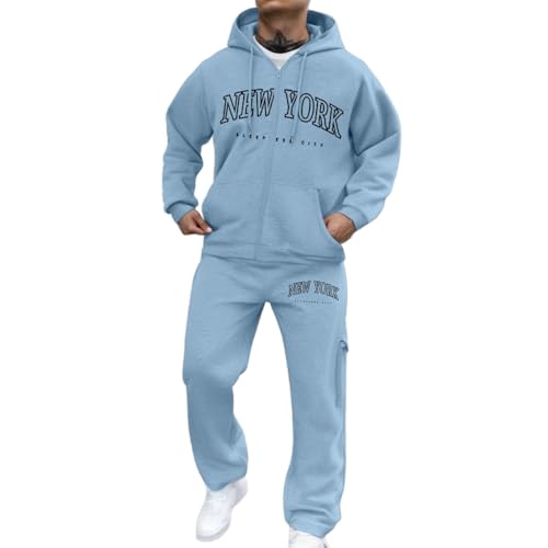 hailiwangg Jogginganzug Herren Trainingsanzug 2 Teilig Set Hoodie und Tracksuit mit Streetwear Freizeit Outfit Freizeitanzug Kapuzenpullover Baumwolle Gym Warm Tracksuit Atmungsaktiv Hausanzug