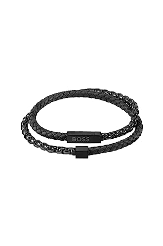 BOSS Jewelry Armband für Herren Kollektion BLENDED aus Edelstahl und Leder - 1580150M