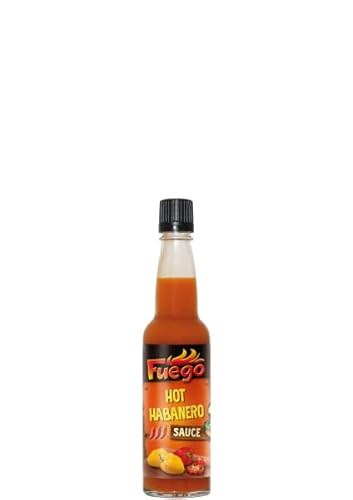 Fuego - Hot Habanero Sauce , Würzsauce für eine scharfe Note in Saucen, Dips und an Fleischgerichten , Vegan, ohne Geschmacksverstärker , 1 x 100 ml